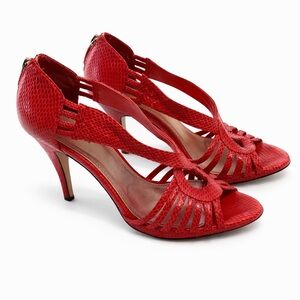 White House Black Market Red Strappy Heels